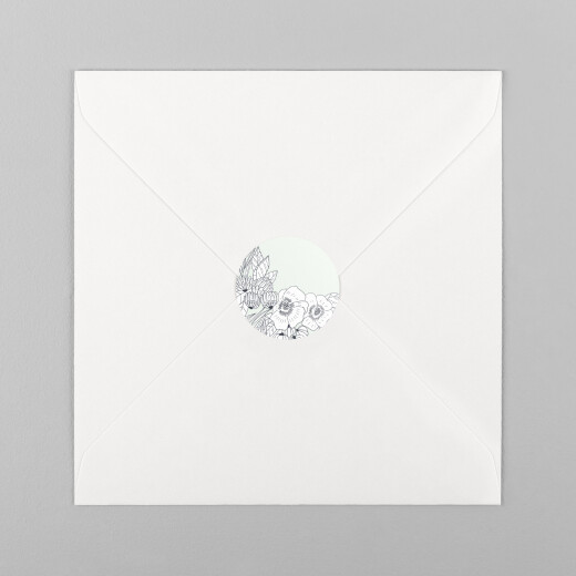 Stickers pour enveloppes naissance Esquisse fleurie vert - Vue 2