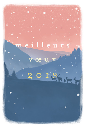 Carte de voeux Matin d'hiver bleu & rose Carte de voeux Matin d'hiver bleu & rose