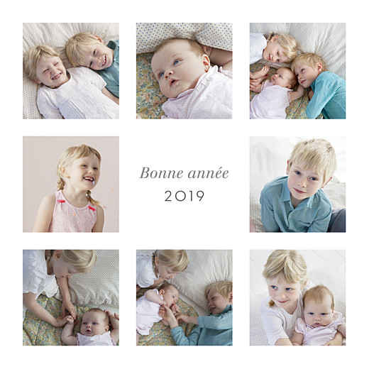 Carte de voeux Simple 8 photos blanc Carte de voeux Simple 8 photos blanc