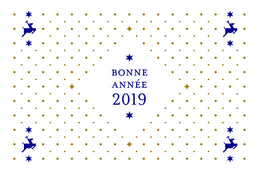 Carte de voeux Rennes de noël bleu & doré Carte de voeux Rennes de noël bleu & doré