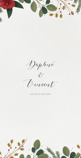 Menu de mariage Daphné (4 pages) hiver - Page 1 Menu de mariage Daphné (4 pages) hiver - Page 1