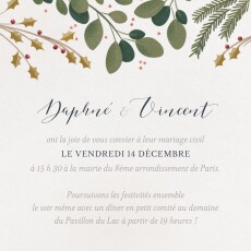 Carton d'invitation mariage Daphné hiver