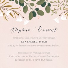 Carton d'invitation mariage Daphné printemps