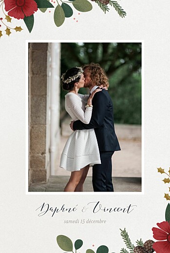 Carte de remerciement mariage Daphné hiver Carte de remerciement mariage Daphné hiver