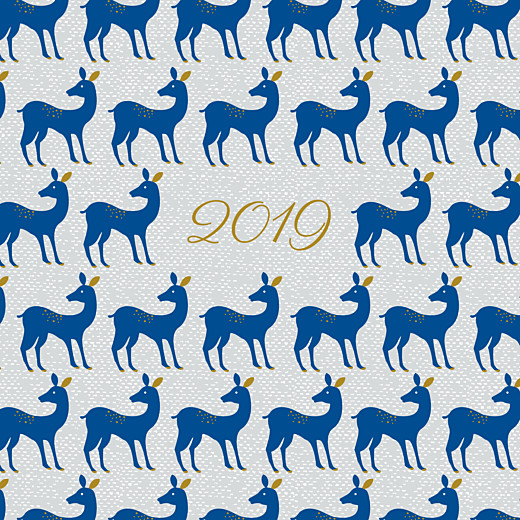 Carte de voeux Petites biches de noël bleu Carte de voeux Petites biches de noël bleu
