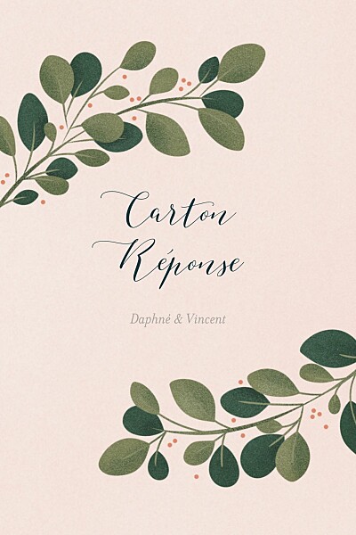 Carton réponse mariage Daphné portrait printemps finition Carton réponse mariage Daphné portrait printemps finition