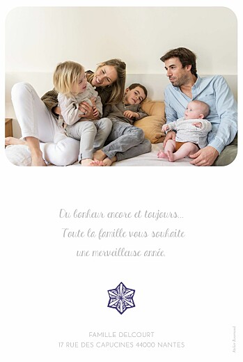 Carte de voeux Papier découpé photo violet - Verso Carte de voeux Papier découpé photo violet - Verso