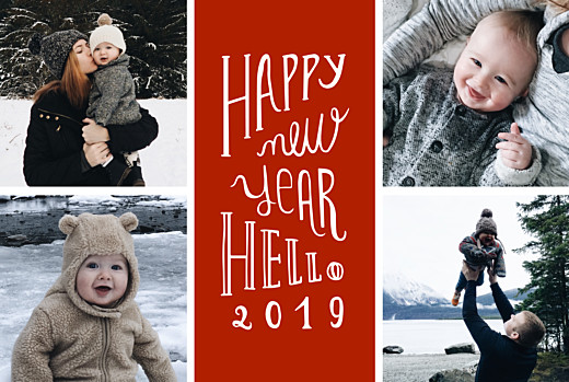 Carte de voeux Welcome new year rouge Carte de voeux Welcome new year rouge