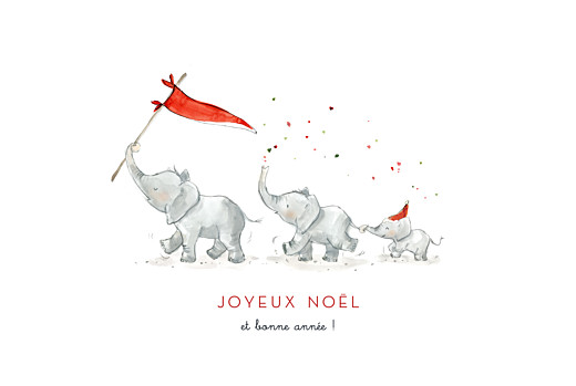 Carte de voeux Le noël des 3 éléphants blanc Carte de voeux Le noël des 3 éléphants blanc