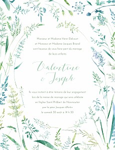 Faire-part de mariage champêtre les hautes herbes portrait vert Faire-part de mariage champêtre les hautes herbes portrait vert