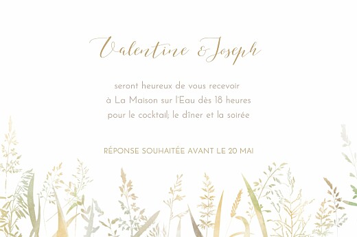 Carton d'invitation mariage Les hautes herbes sable Carton d'invitation mariage Les hautes herbes sable