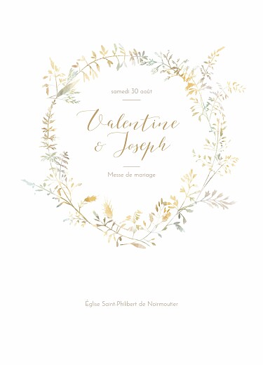 Livret de messe mariage Les hautes herbes sable Livret de messe mariage Les hautes herbes sable