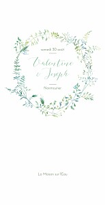 Menu de mariage moderne les hautes herbes 4 pages vert Menu de mariage moderne les hautes herbes 4 pages vert