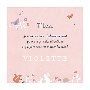Carte de remerciement rose petite forêt enchantée rose Carte de remerciement rose petite forêt enchantée rose