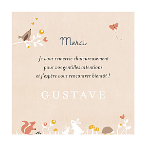 Carte de remerciement beige petite forêt enchantée beige Carte de remerciement beige petite forêt enchantée beige