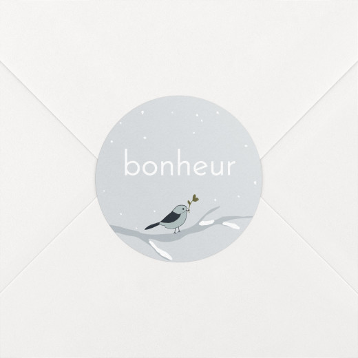 Stickers pour enveloppes naissance Winter family oiseau - Vue 1