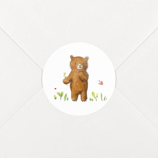 Stickers pour enveloppes naissance Ours en famille blanc - Vue 1