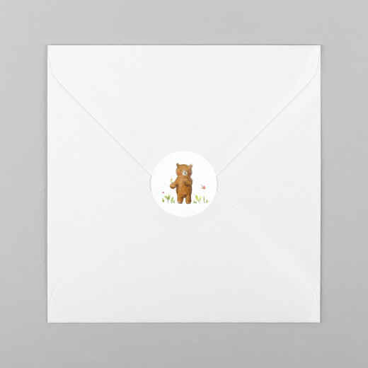 Stickers pour enveloppes naissance Ours en famille blanc - Vue 2