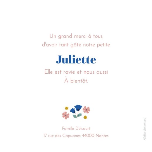 Carte de remerciement Petites fleurs de saison printemps - Verso Carte de remerciement Petites fleurs de saison printemps - Verso