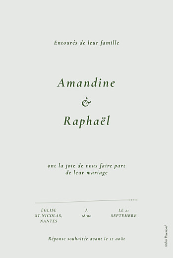 Faire-part de mariage Joli sous-bois vert - Verso