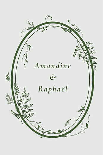Carton d'invitation mariage Joli sous-bois (portrait) vert - Recto Carton d'invitation mariage Joli sous-bois (portrait) vert - Recto