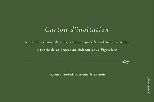 Carton d'invitation mariage Joli sous-bois vert - Verso Carton d'invitation mariage Joli sous-bois vert - Verso