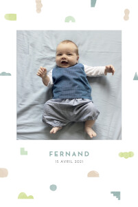 Faire-part de naissance Totem vert d'eau