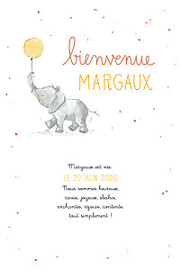 Faire-part de naissance original bienvenue éléphant jaune Faire-part de naissance original bienvenue éléphant jaune