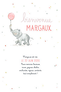 Faire-part de naissance rouge bienvenue éléphant rouge Faire-part de naissance rouge bienvenue éléphant rouge