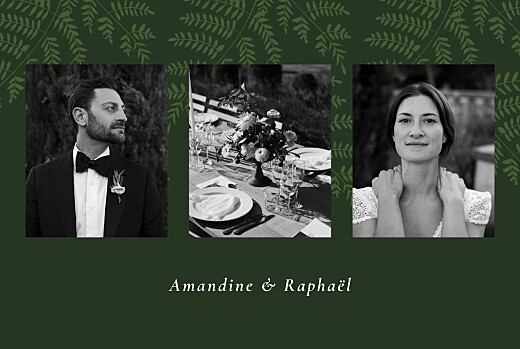 Carte de remerciement mariage Joli sous-bois vert - Recto Carte de remerciement mariage Joli sous-bois vert - Recto