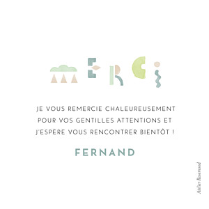 Carte de remerciement rose totem vert d'eau Carte de remerciement rose totem vert d'eau