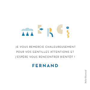 Carte de remerciement garçon totem bleu Carte de remerciement garçon totem bleu