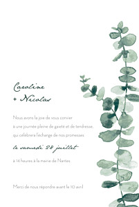 Faire-part de mariage classique eucalyptus blanc Faire-part de mariage classique eucalyptus blanc