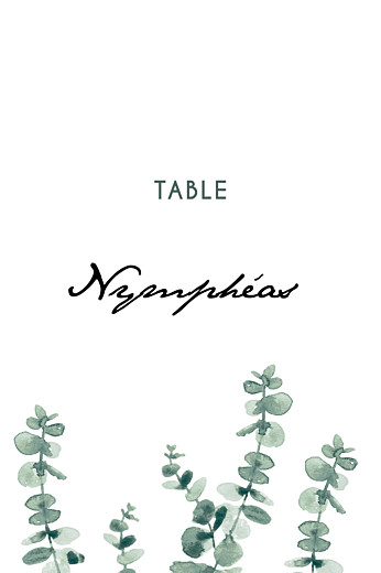 Marque-table mariage Eucalyptus blanc - Recto Marque-table mariage Eucalyptus blanc - Recto