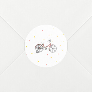 Stickers pour enveloppes baptême À bicyclette rose