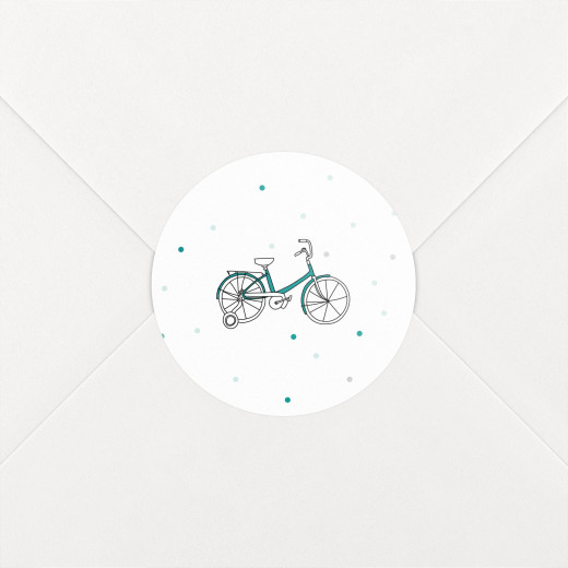Stickers pour enveloppes baptême À bicyclette vert - Vue 1 Stickers pour enveloppes baptême À bicyclette vert - Vue 1