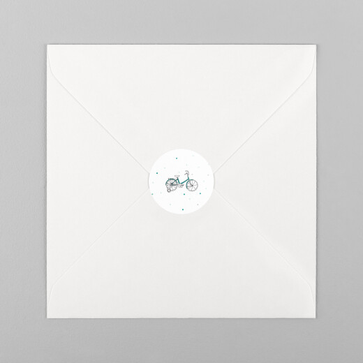 Stickers pour enveloppes baptême À bicyclette vert - Vue 2