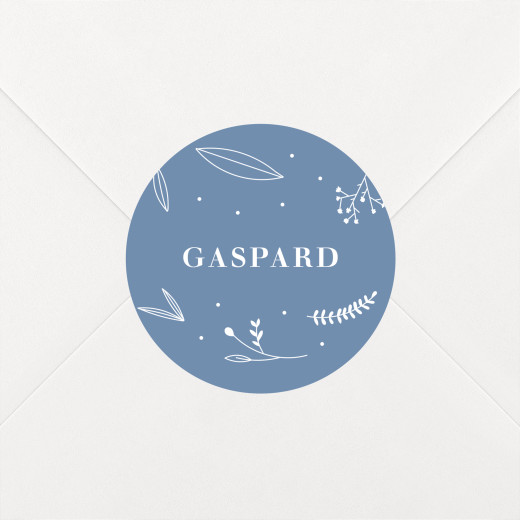 Stickers pour enveloppes baptême Élégant feuillage bleu - Vue 1