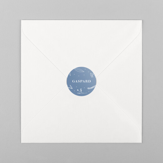 Stickers pour enveloppes baptême Élégant feuillage bleu - Vue 2