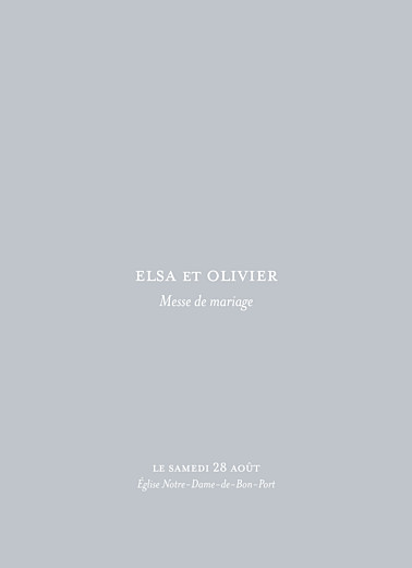 Livret de messe mariage Chic gris Livret de messe mariage Chic gris