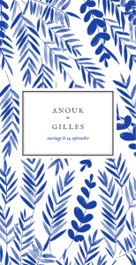 Menu de mariage Feuillage bleu Menu de mariage Feuillage bleu