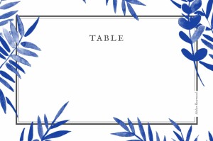 Marque-table mariage Feuillage bleu