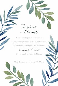 Faire-part de mariage classique belle saison bleu Faire-part de mariage classique belle saison bleu