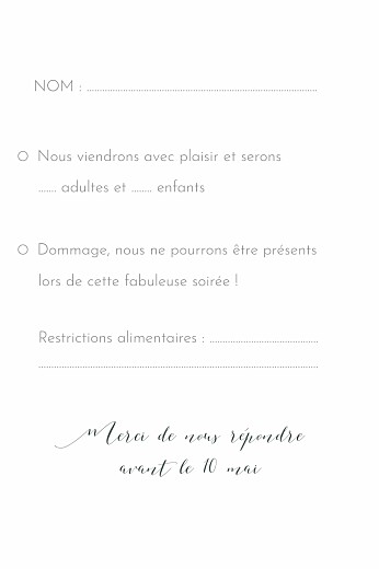 Carton réponse mariage Belle saison bleu - Verso Carton réponse mariage Belle saison bleu - Verso