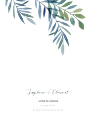 Couverture livret de messe mariage Belle saison bleu