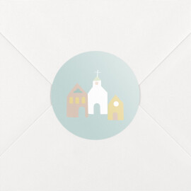 Stickers pour enveloppes baptême Petit village vert