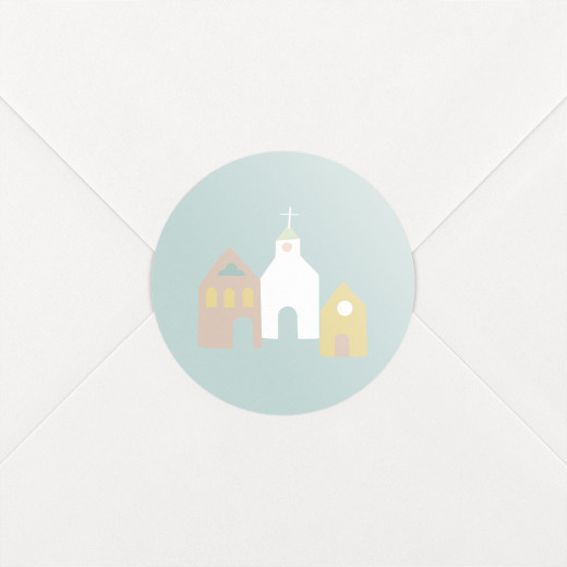 Stickers pour enveloppes baptême Petit village vert - Vue 1
