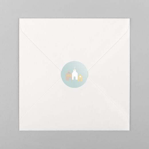 Stickers pour enveloppes baptême Petit village vert - Vue 2