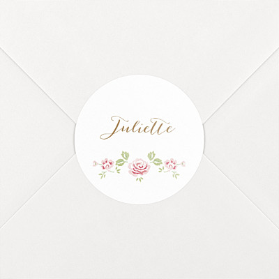 Stickers baptême couronne de roses blanc Stickers baptême couronne de roses blanc
