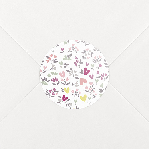Stickers baptême Liberty cœur prune - Vue 2 Stickers baptême Liberty cœur prune - Vue 2